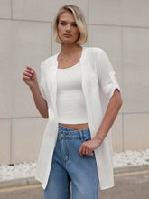 Essnce Women Summer Long Beach Holiday Loose And Breathable Seven-Sleeve Pocket Shirt Jacket